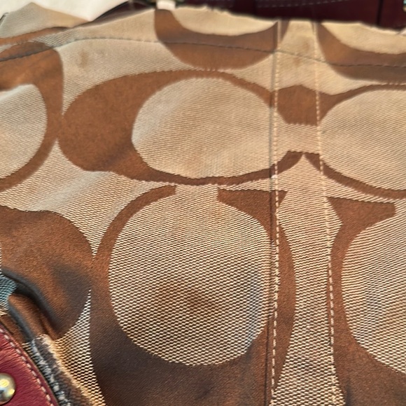 Coach Brown and Red Monogram Shoulder Bag - Picture 11 of 11